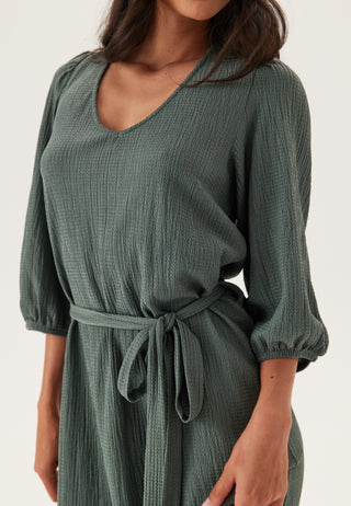 Structured Puff Sleeve Midi Dress