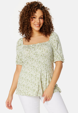 Ruched Short Sleeve Tie Top