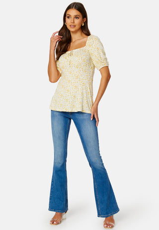 Ruched Short Sleeve Tie Top