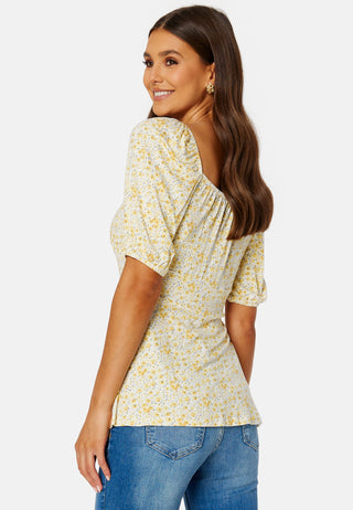 Ruched Short Sleeve Tie Top