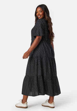 Butterfly Sleeve Viscose Midi Dress