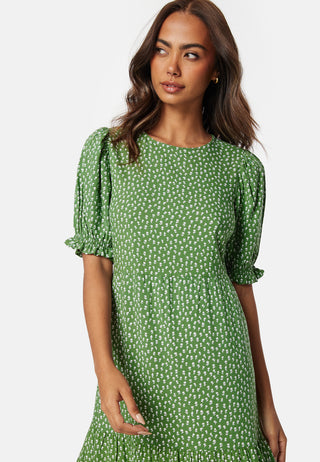 Puff Sleeve Viscose Midi Dress