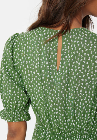 Puff Sleeve Viscose Midi Dress