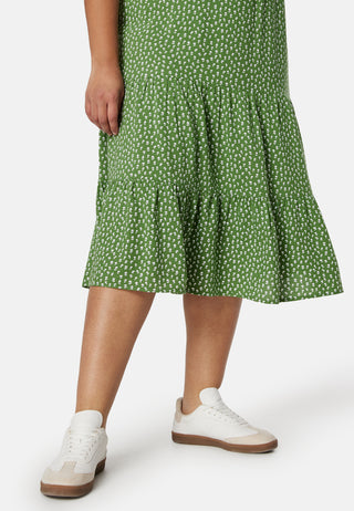 Puff Sleeve Viscose Midi Dress