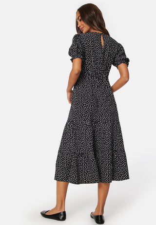 Puff Sleeve Viscose Midi Dress