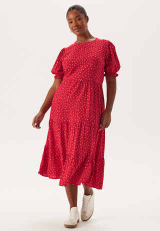 Puff Sleeve Viscose Midi Dress