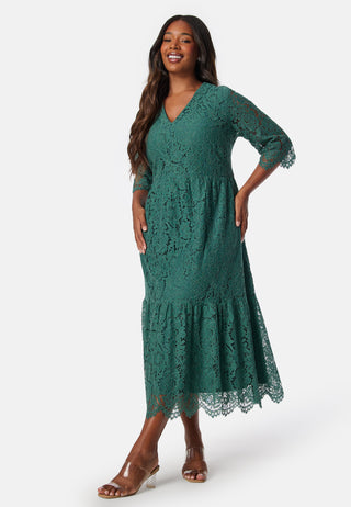 V-neck Lace Midi Dress