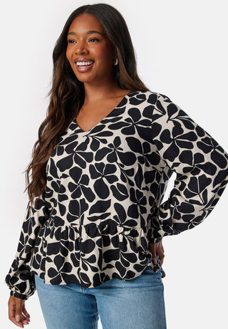 V-neck Peplum Viscose Blouse