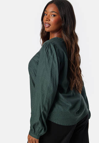 V-neck Puff Sleeve Viscose Blouse