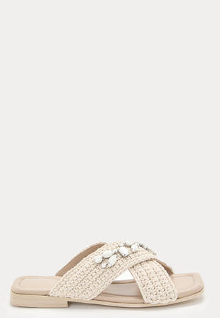 Slipper Woven Crossed Stones