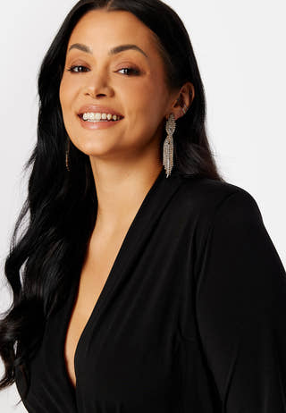 Long Sleeve Rouch Curve Dress