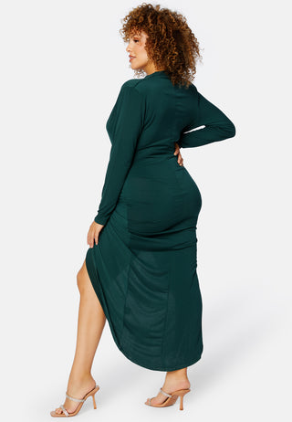 Long Sleeve Rouch Curve Dress