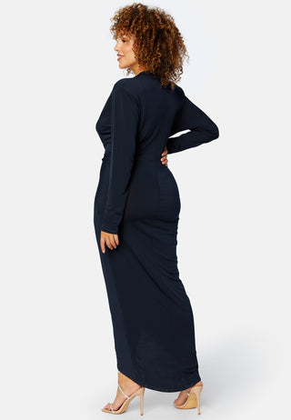 Long Sleeve Rouch Curve Dress