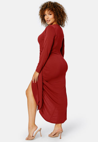 Long Sleeve Wrap Maxi Dress