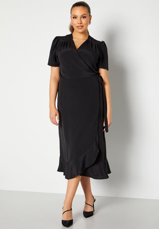 Short Sleeve Wrap Frill Curve Dress