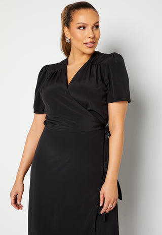 Short Sleeve Wrap Frill Curve Dress