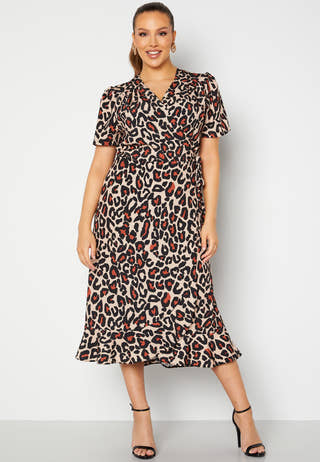 Short Sleeve Wrap Frill Curve Dress