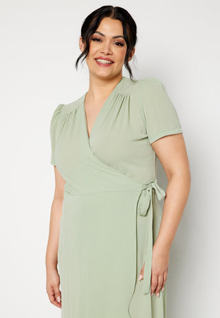 Short Sleeve Wrap Frill Curve Dress