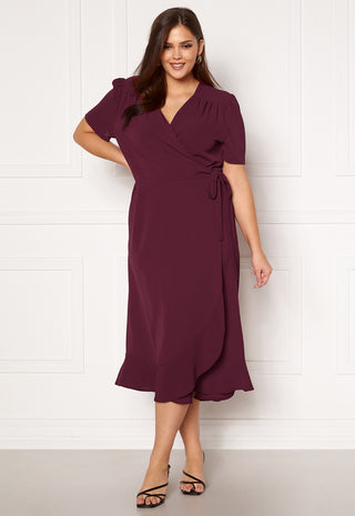 Short Sleeve Wrap Frill Curve Dress