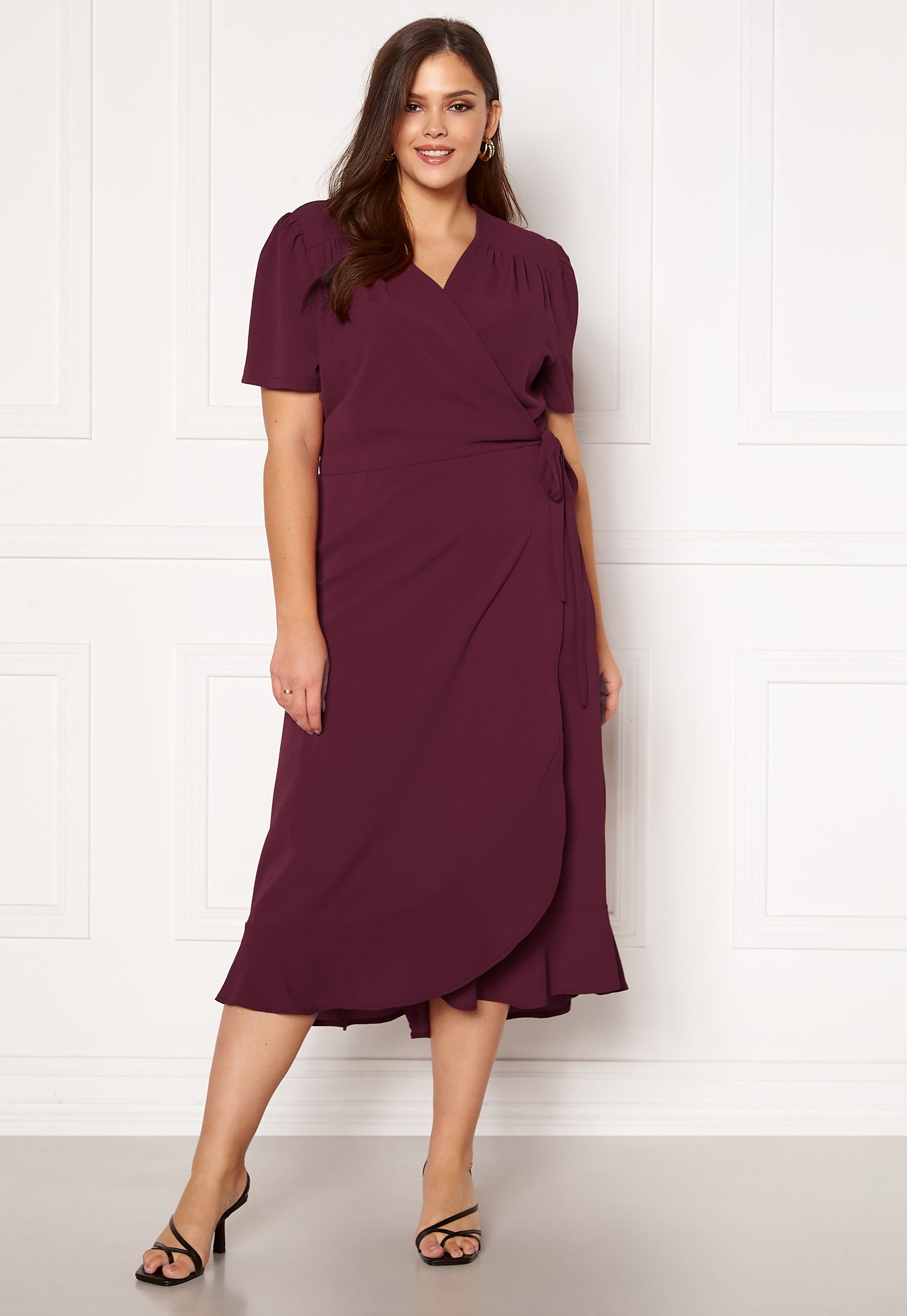 john zack red dress John Zack ruched flared maxi dress in red