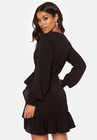 Frilly Wrap Mini Dress
