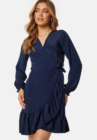 Frilly Wrap Mini Dress