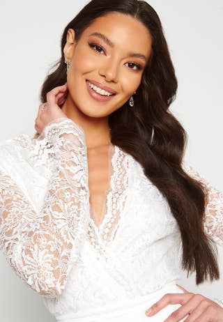 Lace Bodice Wrap Skater Dress