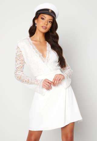 Lace Bodice Wrap Skater Dress