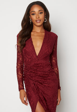 Lace Long Sleeve Rouch Dress