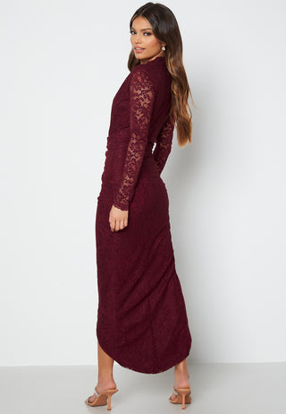 Lace Long Sleeve Rouch Dress