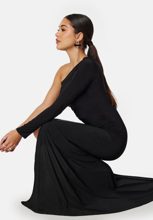 Long Sleeve One Shoulder Maxi Dress