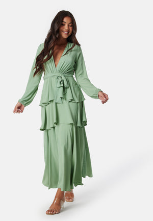 John zack Long Sleeve Tiered Maxi Dress Bridesmaid dresses Green John zack Long Sleeve Tiered Maxi Dress Bridesmaid dresses Green