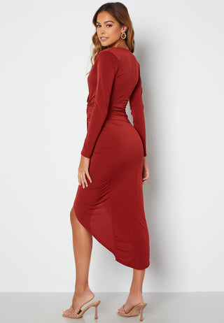 Long Sleeve Wrap Maxi Dress