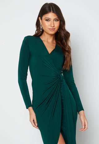 Long Sleeve Wrap Maxi Dress