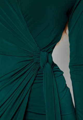 Long Sleeve Wrap Maxi Dress