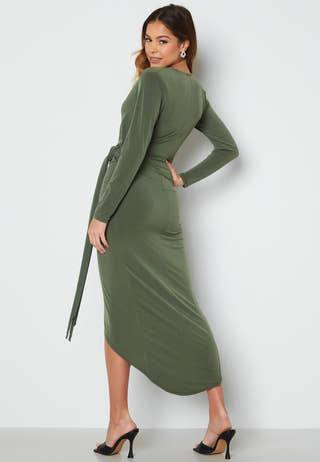 Long Sleeve Wrap Maxi Dress