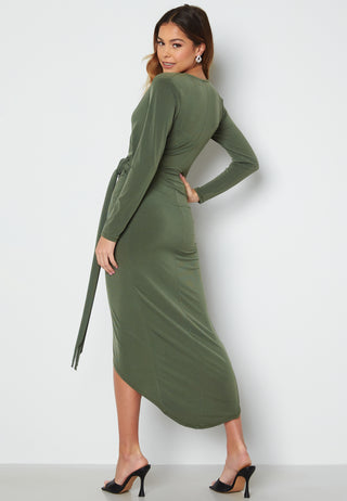 Long Sleeve Wrap Maxi Dress