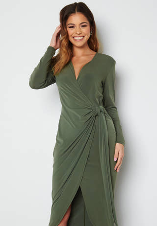 Long Sleeve Wrap Maxi Dress