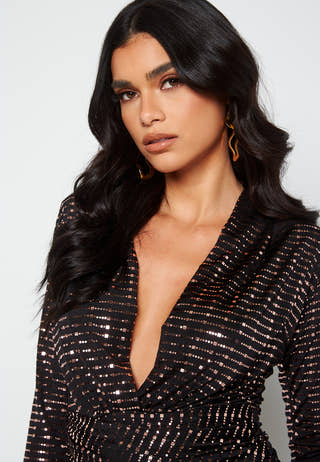 Sequin Rouch Maxi Dress