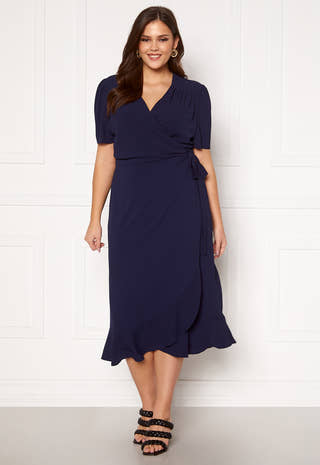 Short Sleeve Wrap Frill Curve Dress