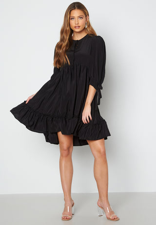 Tie Neck Frill Hem Dress
