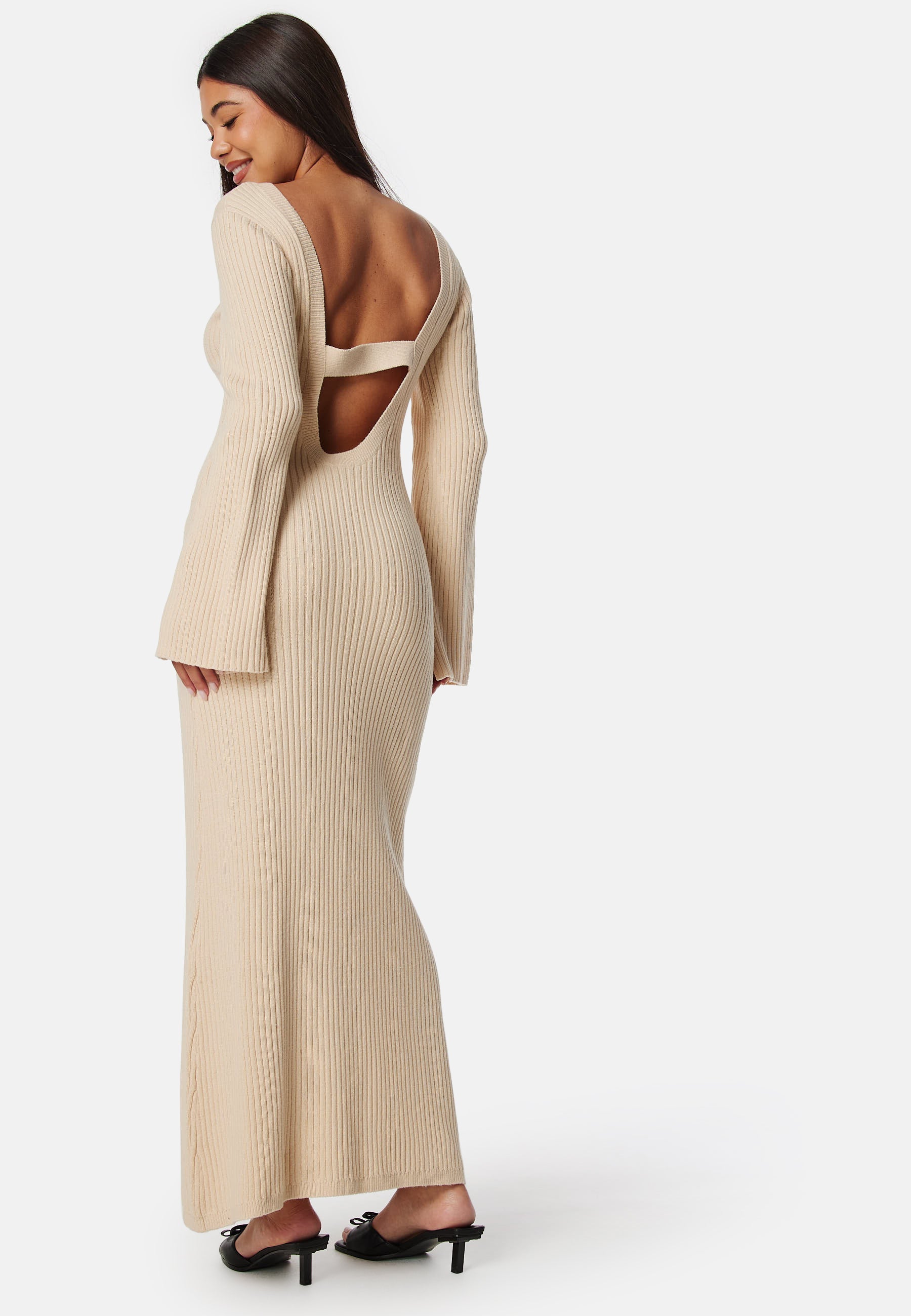 deep back knitted dress Deep Back Knitted Maxi Dress - Knitted Dresses - Offwhite