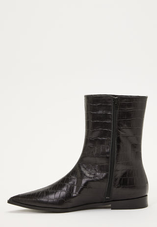 Croco Leather Ankle Boot