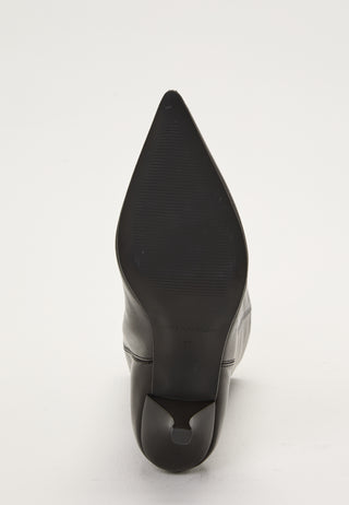 Heeled Mid Knee Leather Boot