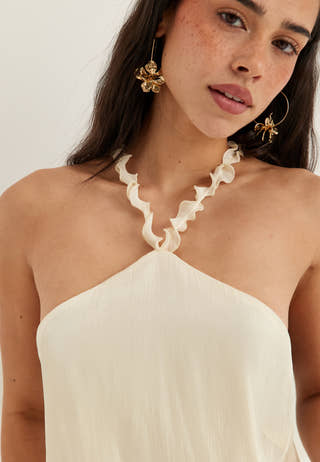 Halterneck Shimmer Flounce Top