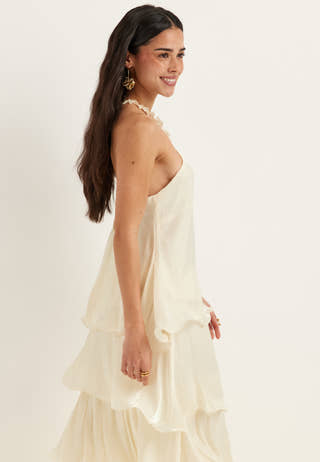 Halterneck Shimmer Flounce Top