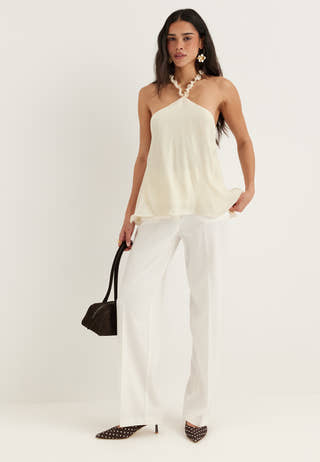 Halterneck Shimmer Flounce Top