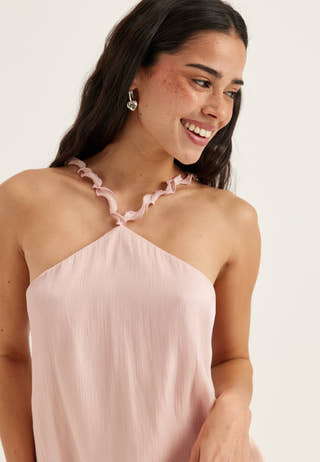 Halterneck Shimmer Flounce Top