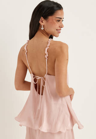 Halterneck Shimmer Flounce Top