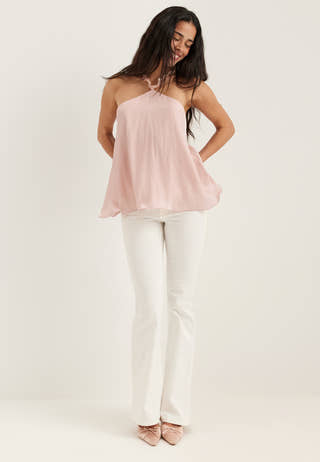 Halterneck Shimmer Flounce Top